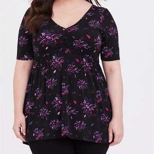Torrid Floral Studio Knit Ruched Top